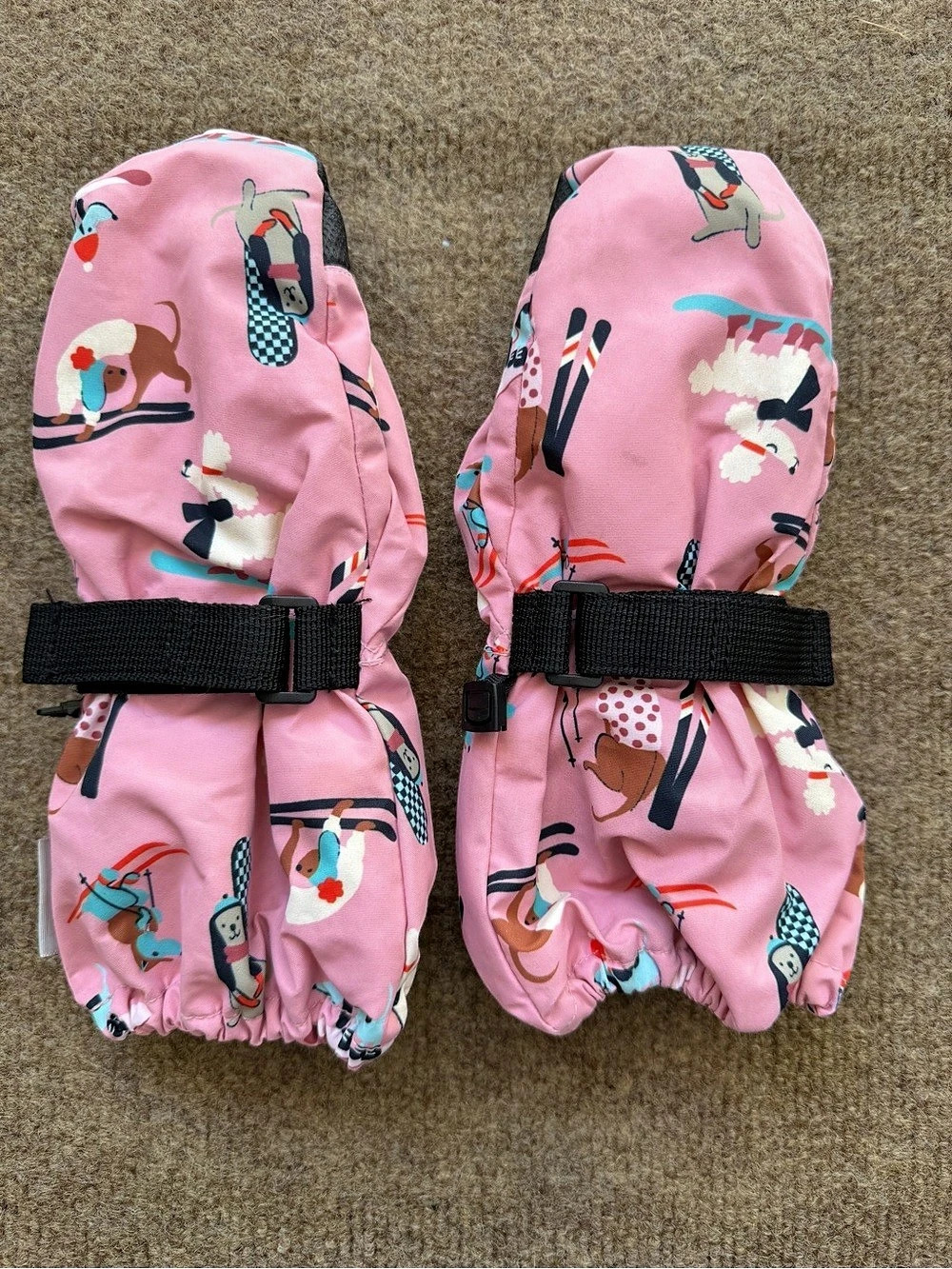 H&M Water-Repellent Ski Mittens Pink & Black Girls 4-6Y